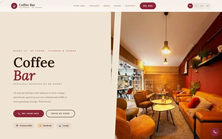 Coffee Bar De Panne — website screenshot