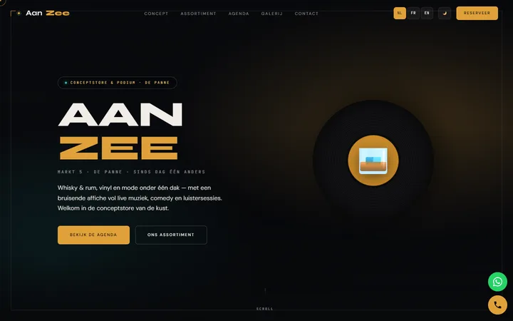 Aan Zee Conceptstore De Panne — website screenshot