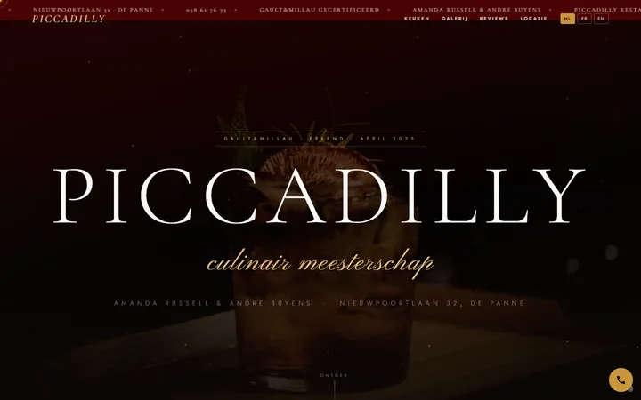 Piccadilly De Panne — website screenshot